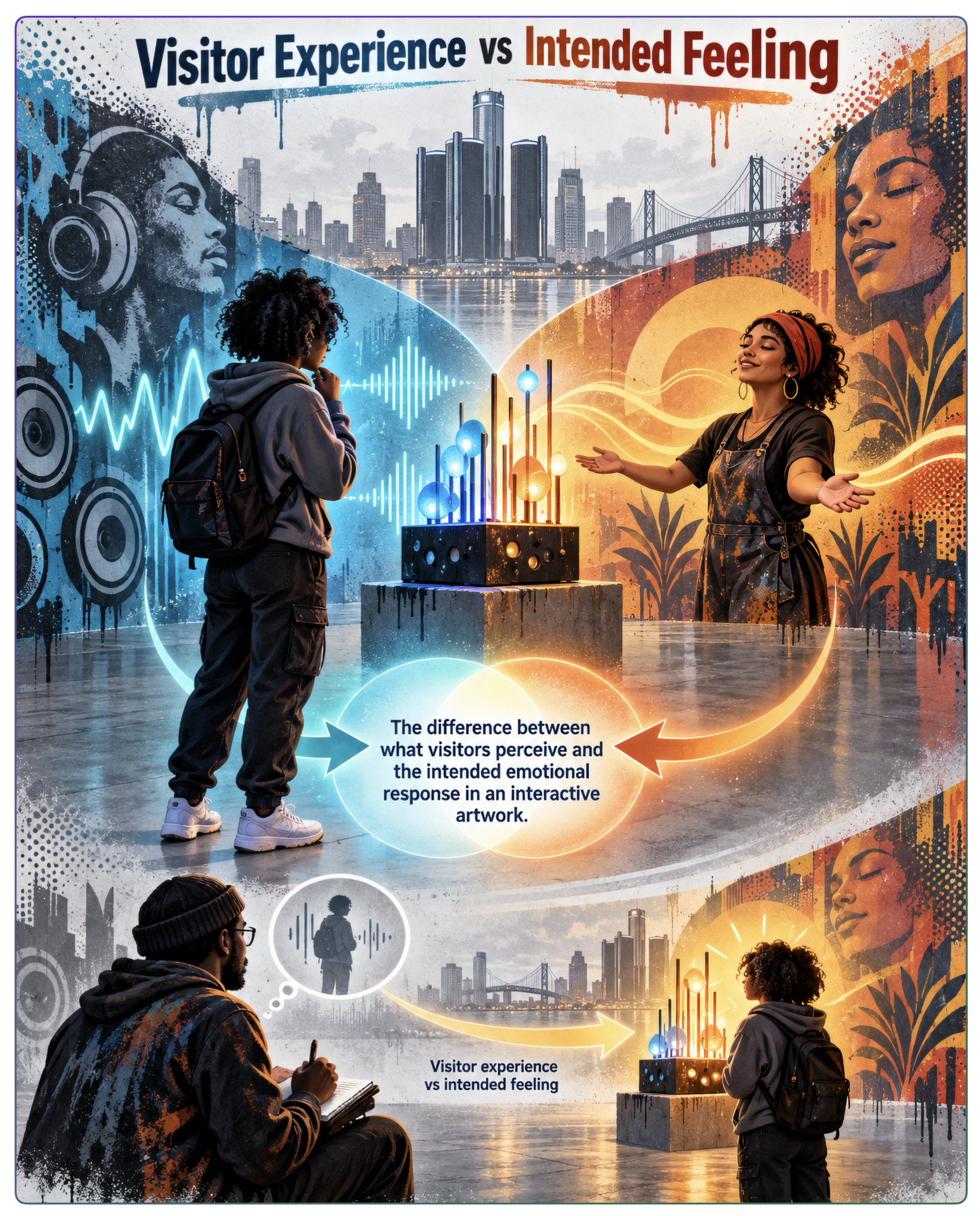 Lesson illustration comparing visitor experience with intended feeling.